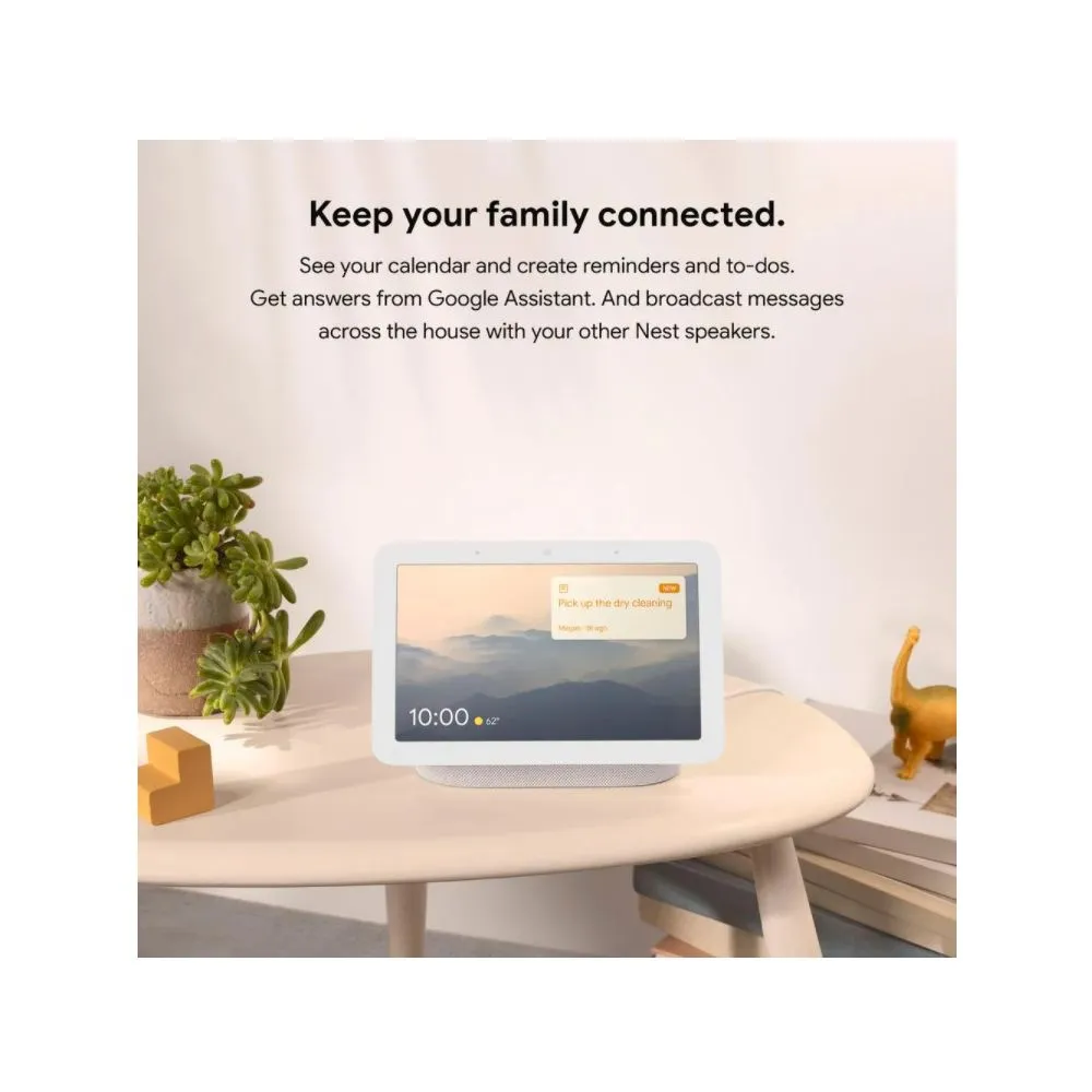 Google GA01331-US Nest Hub 2nd Gen - Smart Home Speaker and 7" Display with Google Assistant - Chalk