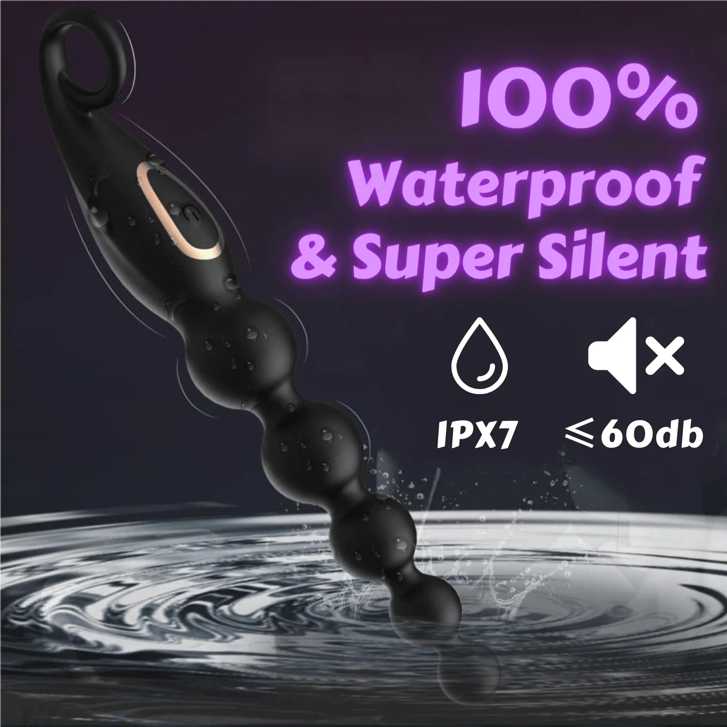 Graduated Design Vibrating Anal Beads Butt Plug With 7 Vibration Modes