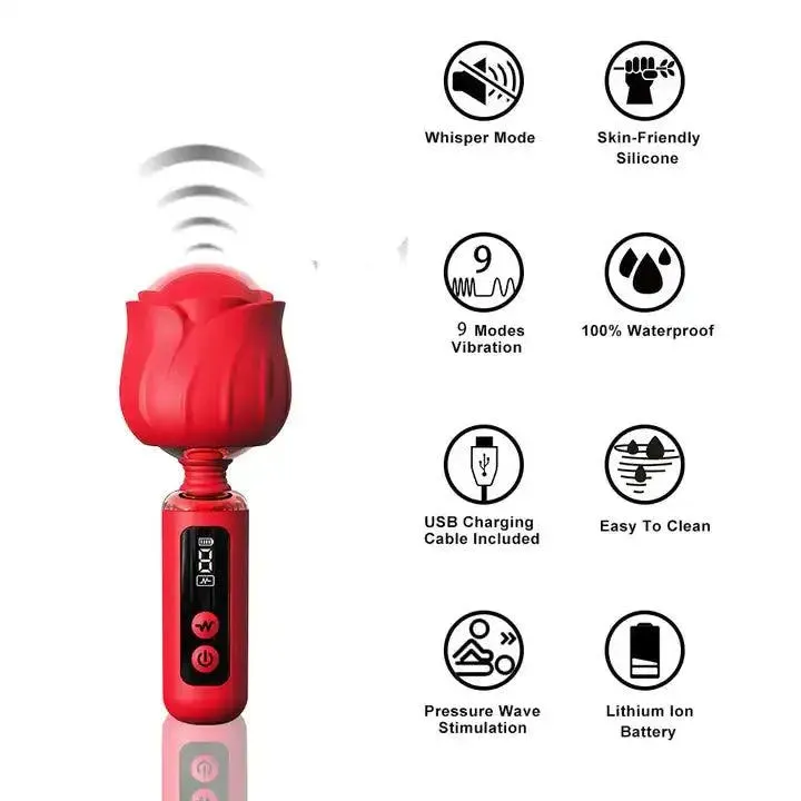Handheld Rose Clit Stimulating Vibrator