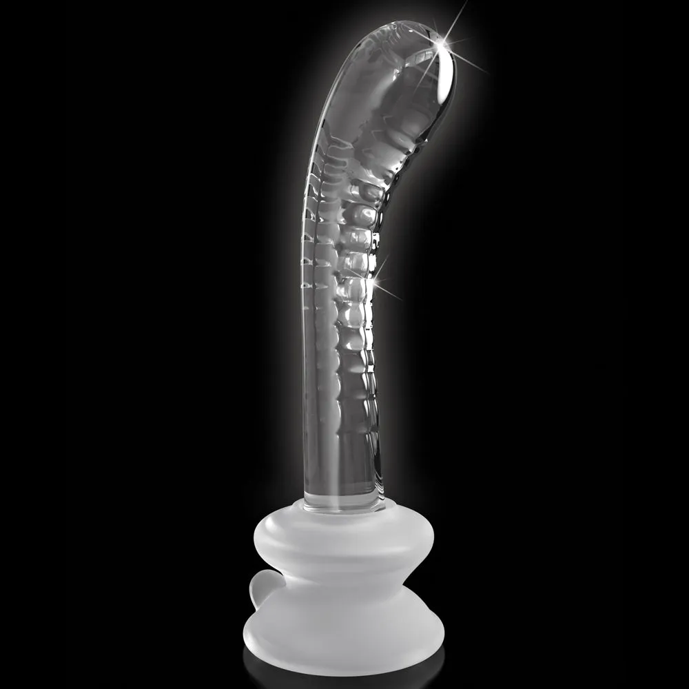 Icicles No. 88 Ridged Curved Glass G-Spot Wand With Suction Cup