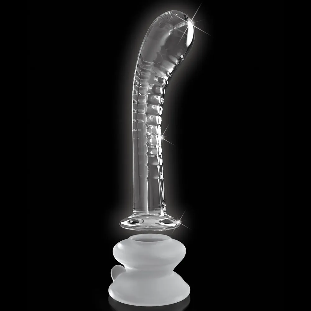 Icicles No. 88 Ridged Curved Glass G-Spot Wand With Suction Cup