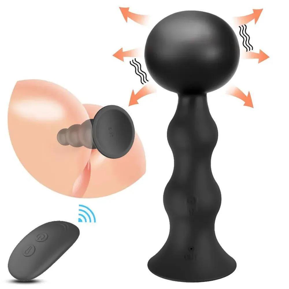 Inflatable Butt Plug 3 Anal Beads 10 Vibration Remote Control Prostate Massager