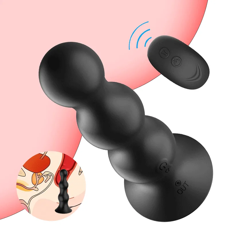Inflatable Butt Plug 3 Anal Beads 10 Vibration Remote Control Prostate Massager