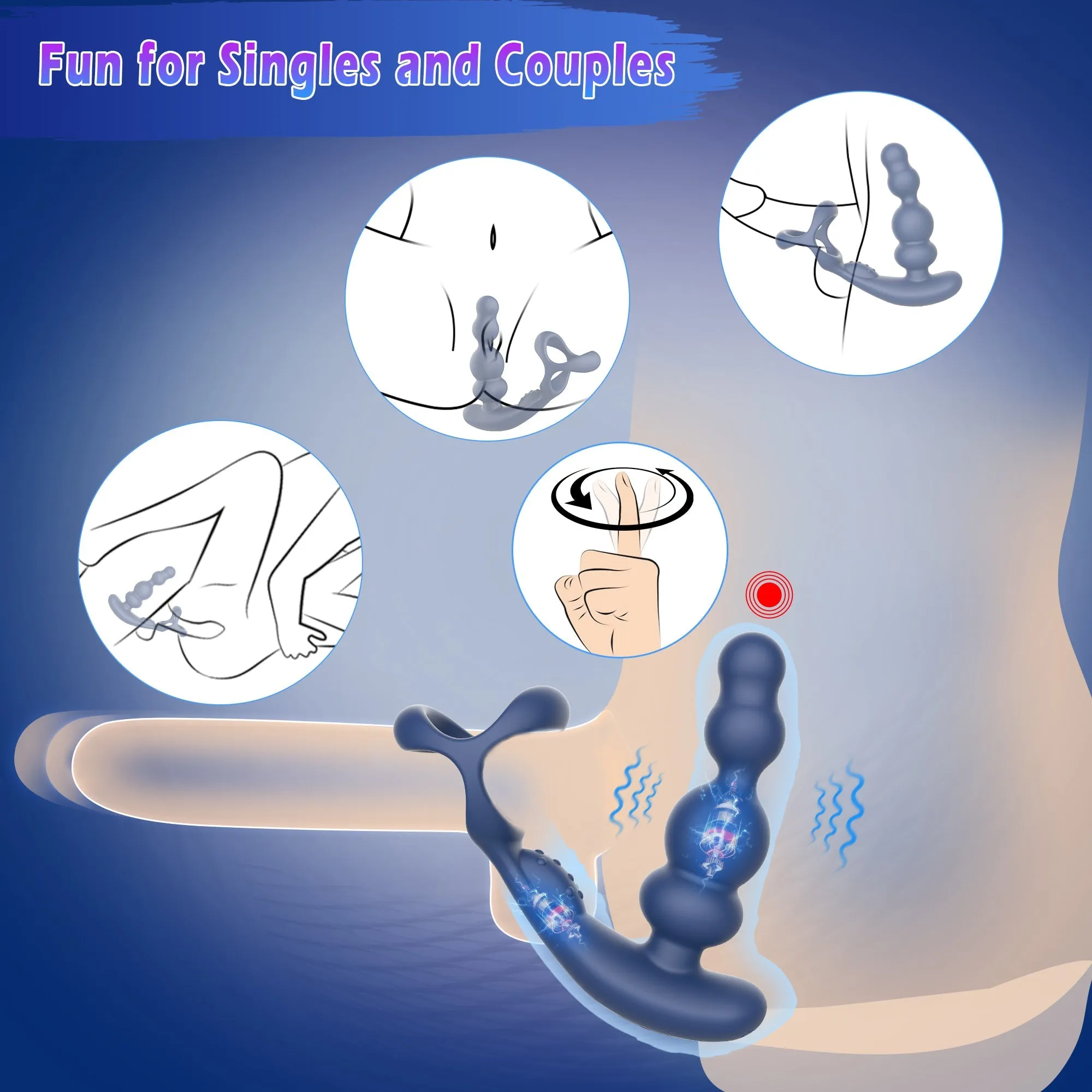 KERERO Anal Toys with 10 Vibrating & 3 Rotation Settings