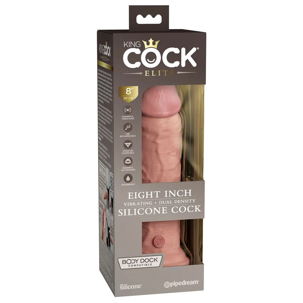 King Cock Elite Vibrating 8" Dual Density Silicone Dildo