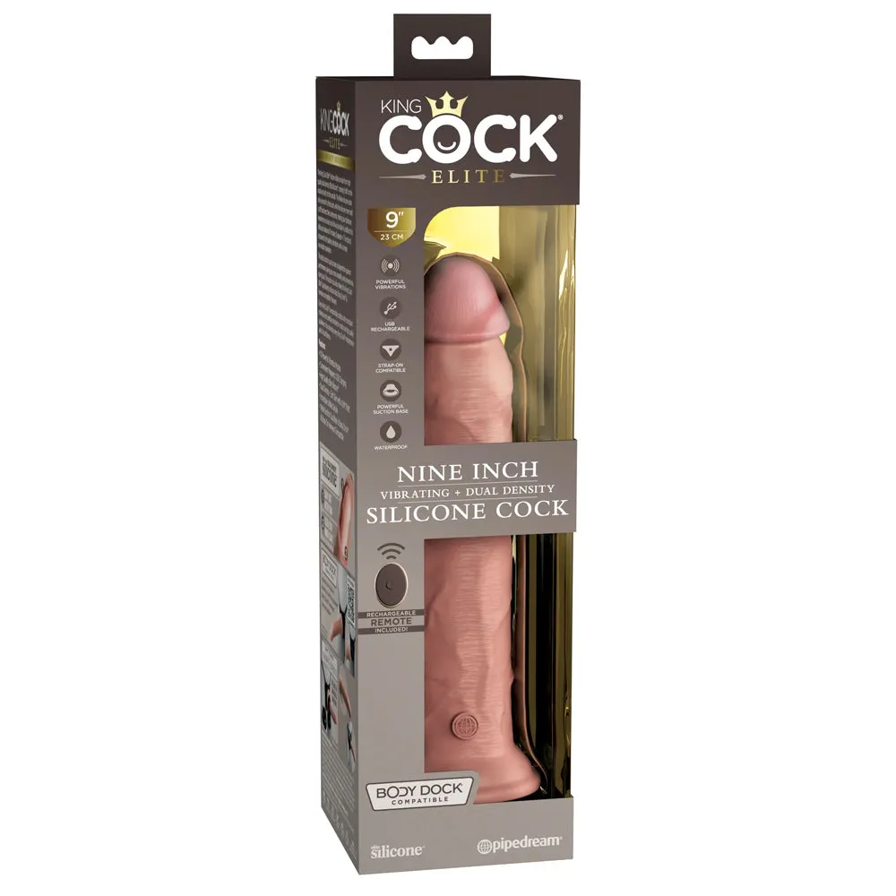 King Cock Elite Vibrating 9" Dual Density Silicone Dildo With Remote