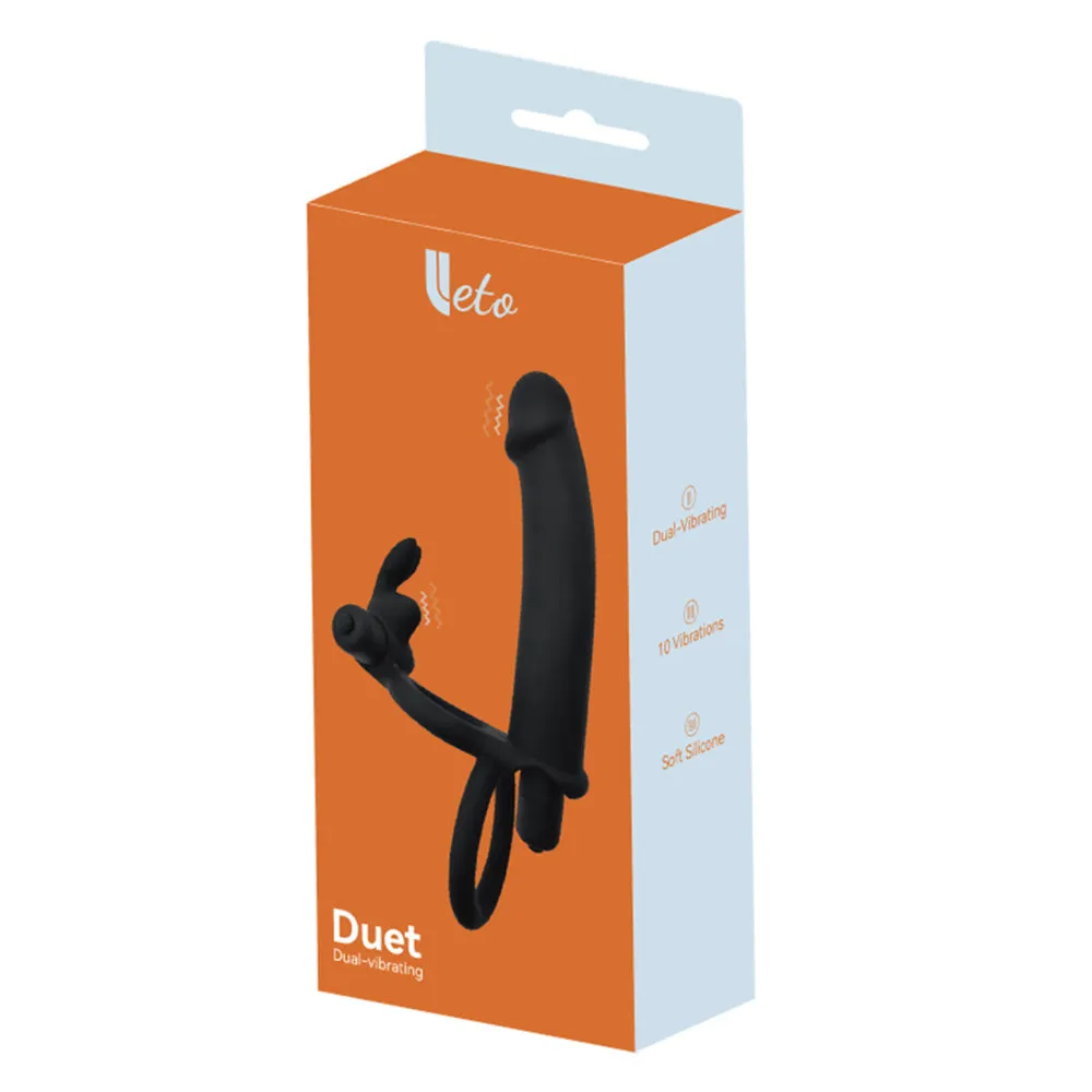Leto Duet Vibrating DP Cock & Ball Ring Dildo