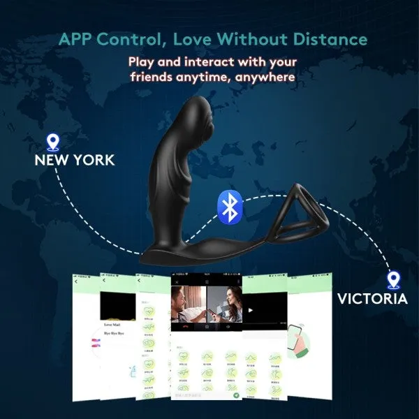 Male Prostate Massager APP Control Anal vibrator with Penis Ring 9 Vibration and Tapping Butt Plug Adult Toys