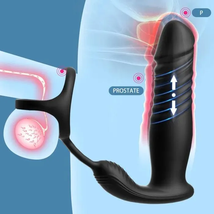 Male Prostate Massager with Cock Ring App & Remote Control 6 Vibrating Modes Anal Vibrator Sex Toys