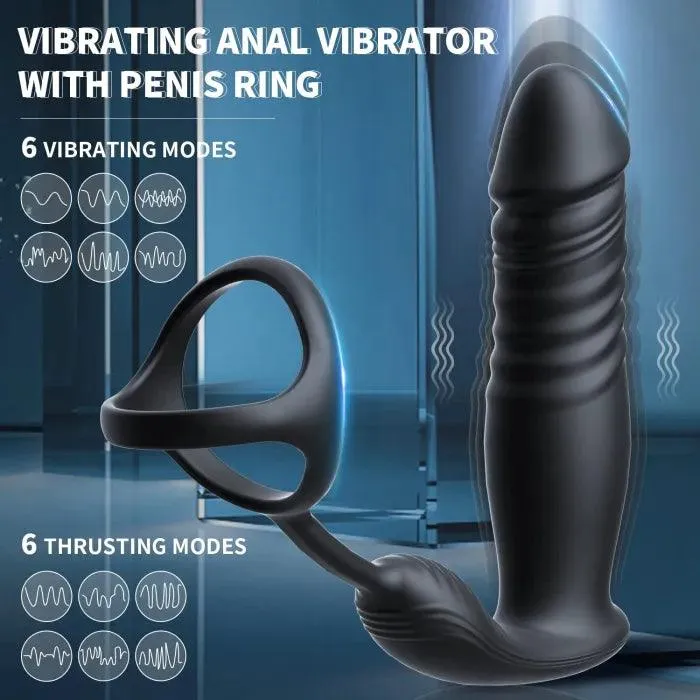 Male Prostate Massager with Cock Ring App & Remote Control 6 Vibrating Modes Anal Vibrator Sex Toys
