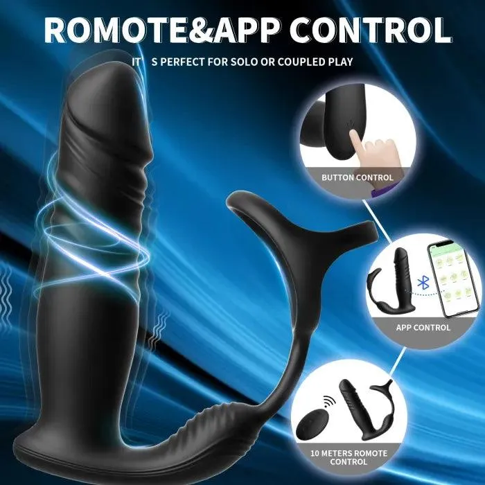 Male Prostate Massager with Cock Ring App & Remote Control 6 Vibrating Modes Anal Vibrator Sex Toys