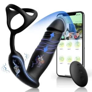 Male Prostate Massager with Cock Ring App & Remote Control 6 Vibrating Modes Anal Vibrator Sex Toys