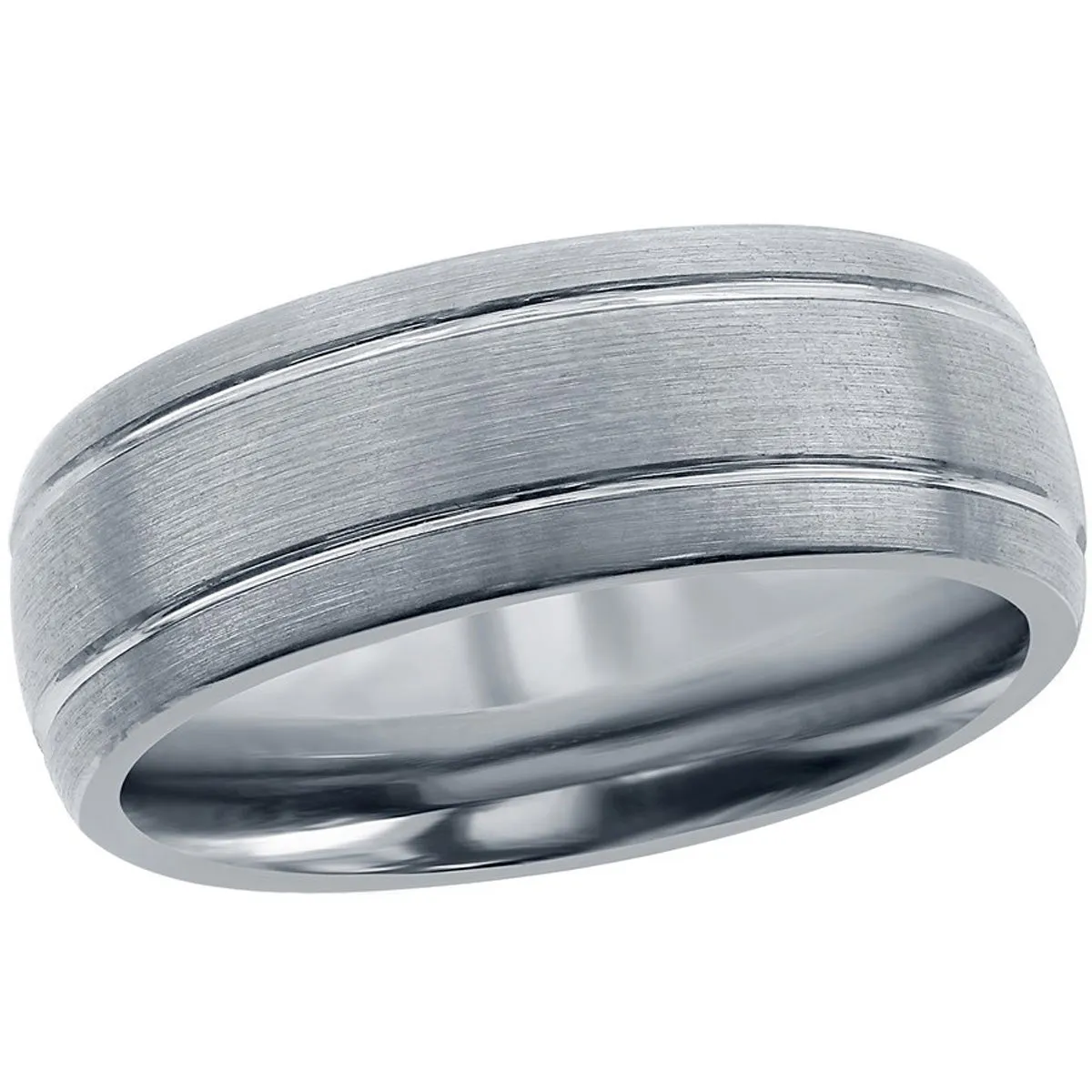 Men's Ring - Brushed Silver Double Stripe Tungsten, Size 9 | SW-2071-9