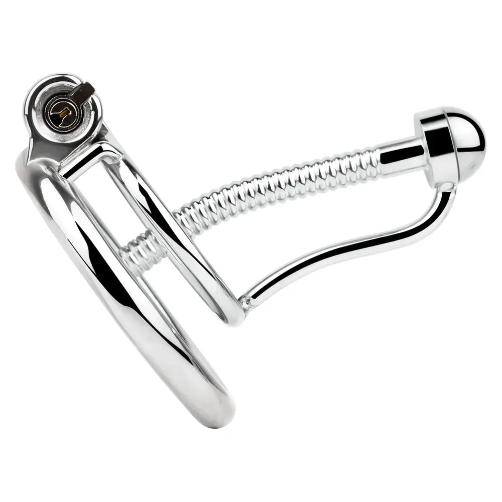 Metal Cock Cage with Urethral Plug