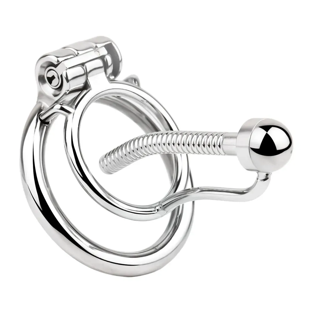Metal Cock Cage with Urethral Plug