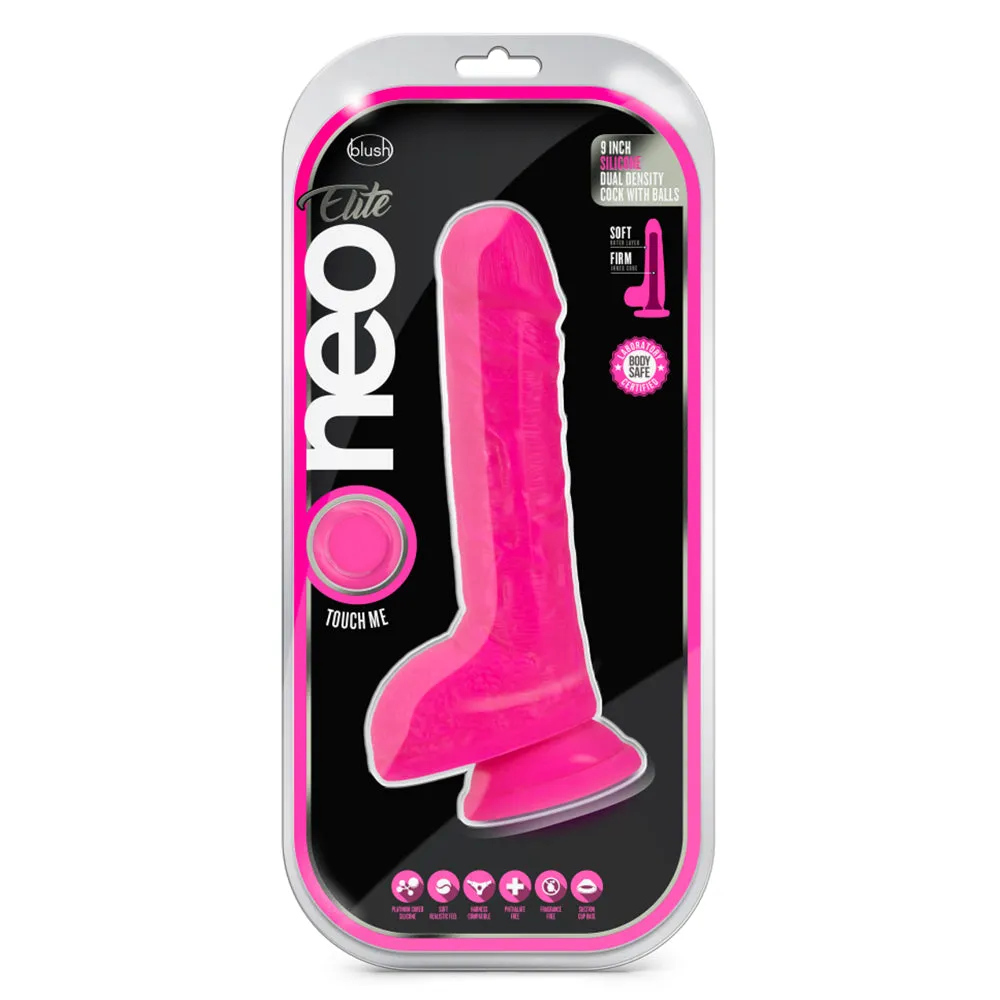 Neo Elite 9" Silicone Dual Density Cock & Balls Dildo