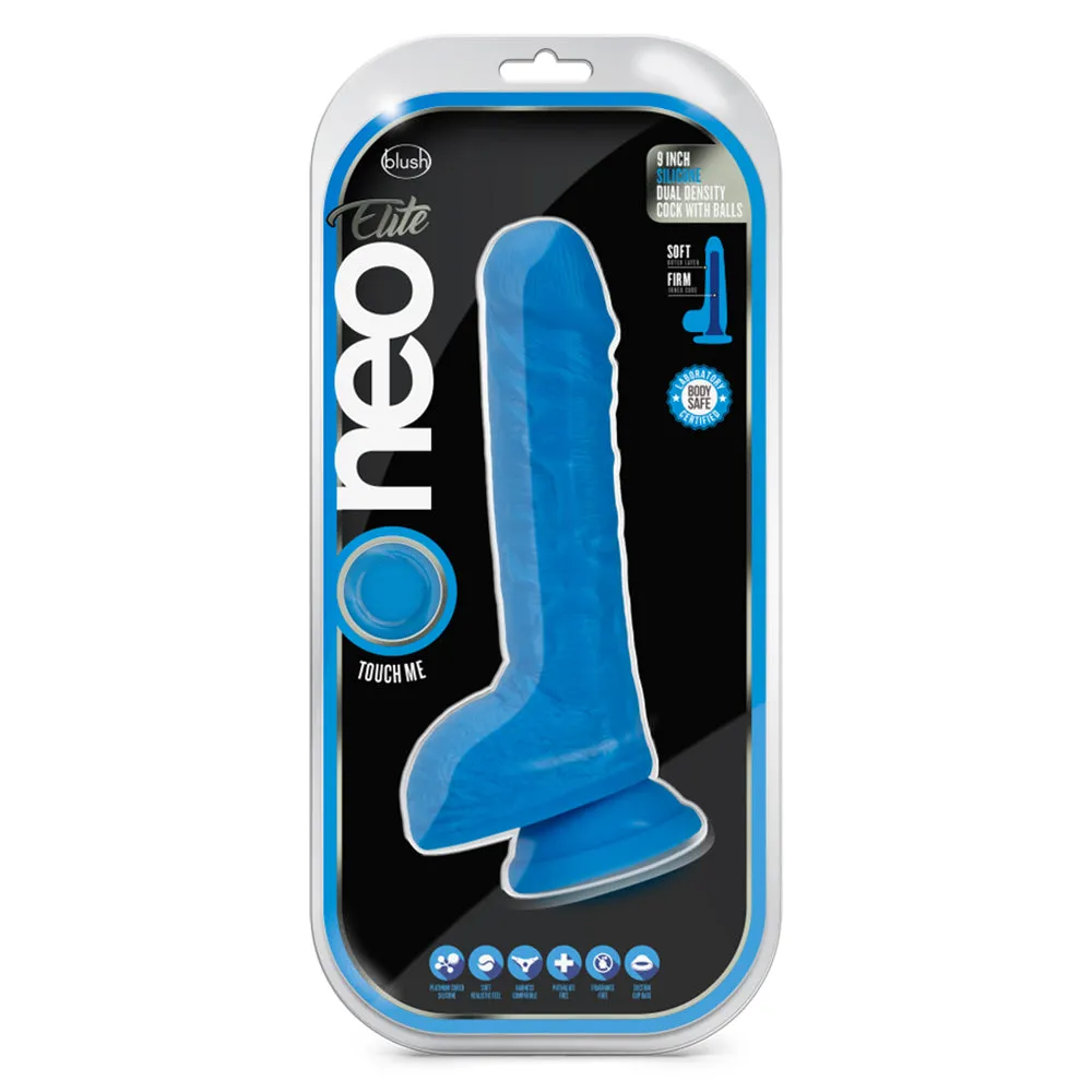 Neo Elite 9" Silicone Dual Density Cock & Balls Dildo