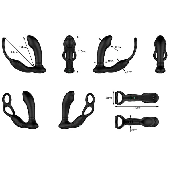 Nexus - Simul8 Stroker Edition Vibrating Dual Anal and Perineum Cock and Ball Toy Massager (Black)