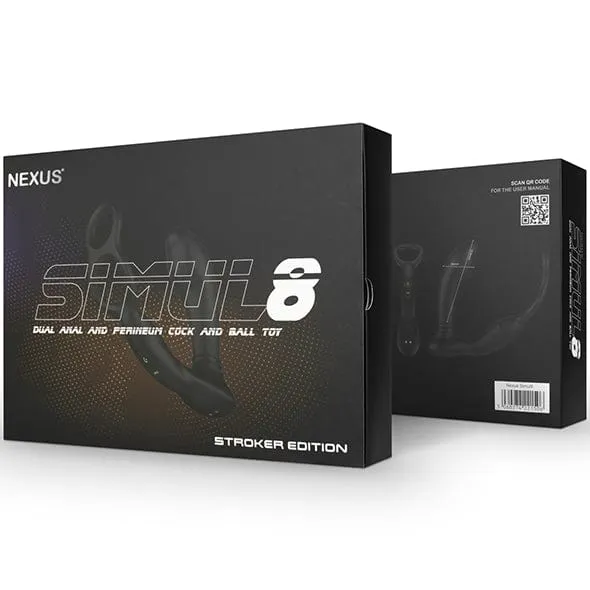 Nexus - Simul8 Stroker Edition Vibrating Dual Anal and Perineum Cock and Ball Toy Massager (Black)
