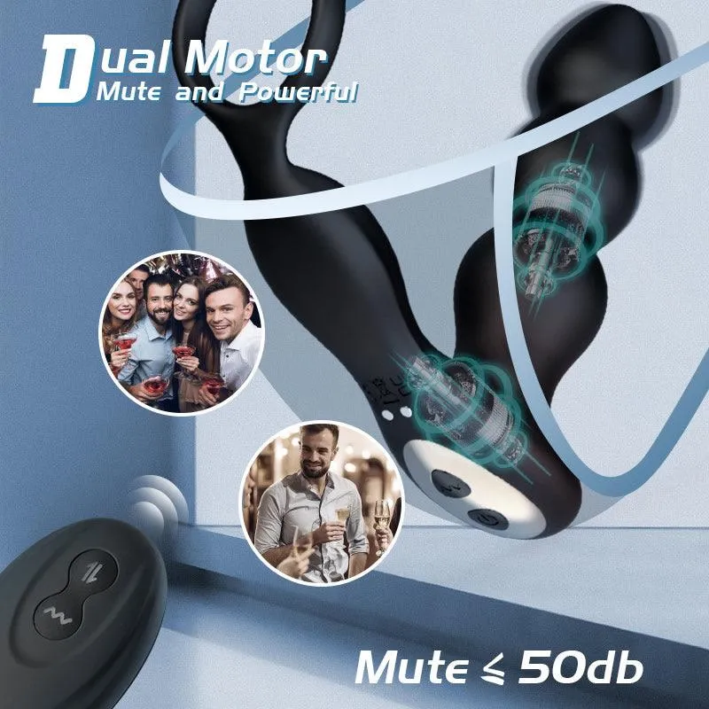 Olan 3 Progressive Beads Low Noise 10 Vibrating Prostate Massager Butt Plug with Cock Ring