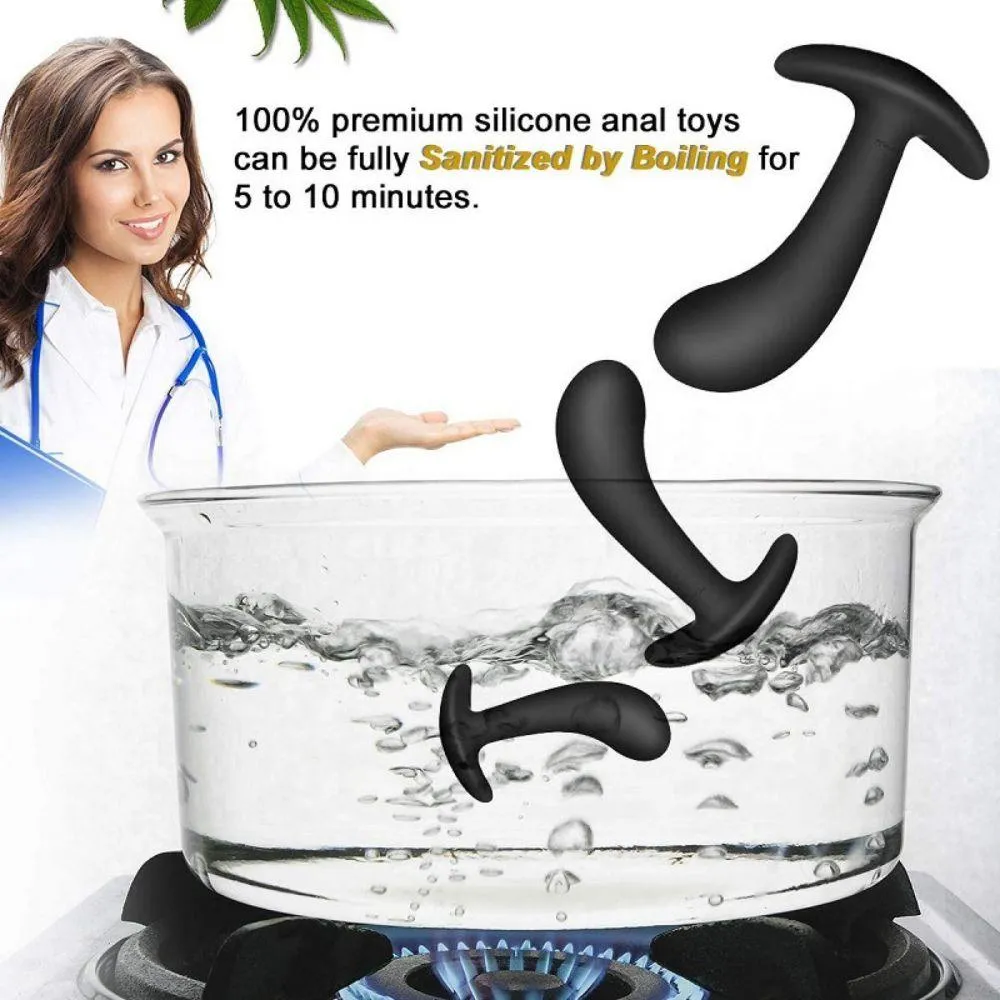Pack of 3 Silicone Butt Plugs Training Set for Beginners