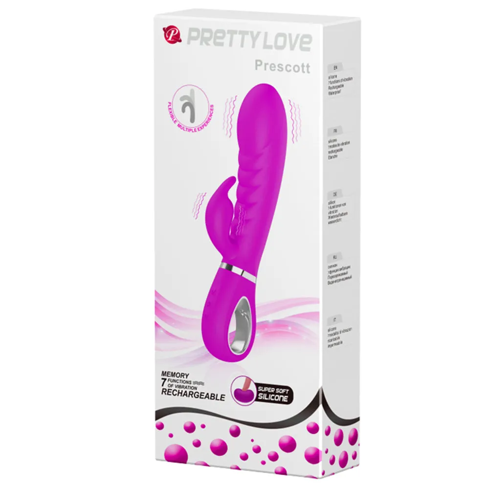 Pretty Love Prescott Dual-Density Ribbed Silicone Rabbit Vibrator
