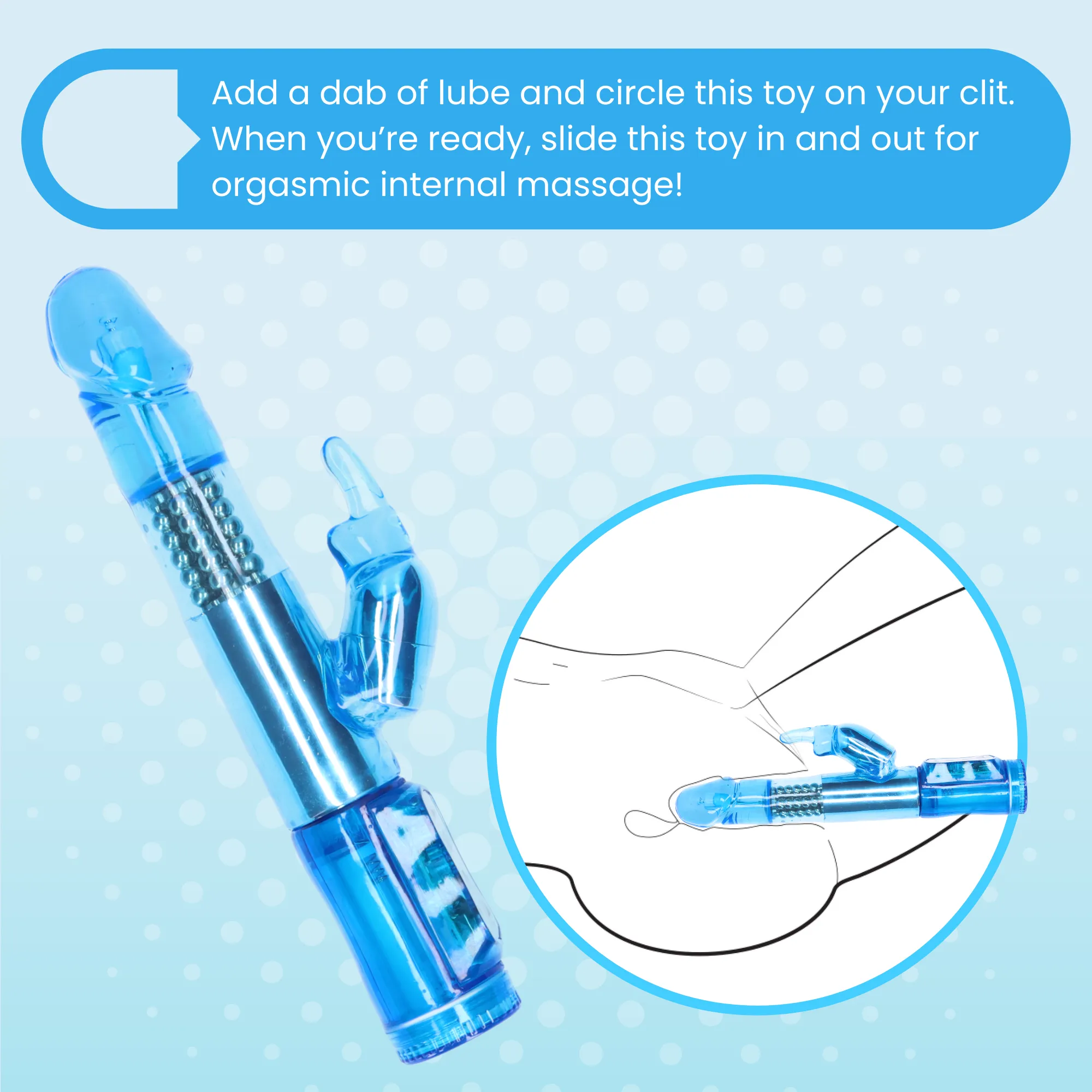 Rabbit Vibrator With 5 Rows Of Rotating Beads