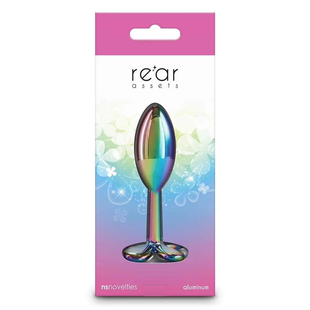 Rear Assets Rainbow Metal Clover Mini Butt Plug
