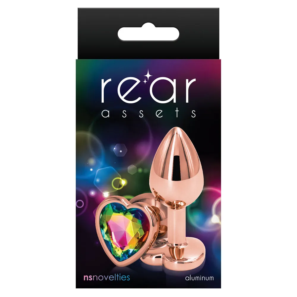 Rear Assets Rose Gold Heart Gem Metal Butt Plug - Small