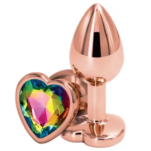 Rear Assets Rose Gold Heart Gem Metal Butt Plug - Small
