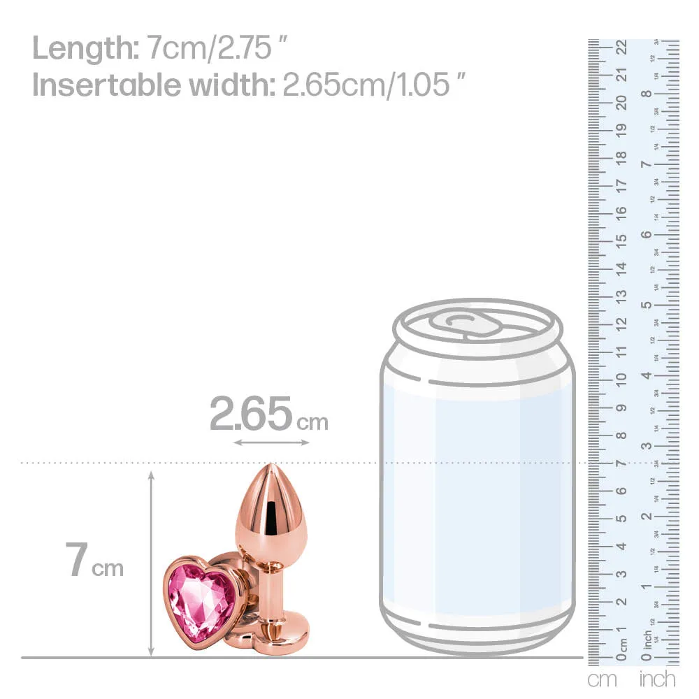 Rear Assets Rose Gold Heart Gem Metal Butt Plug - Small