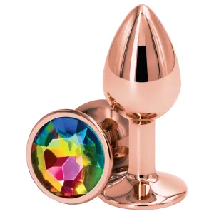 Rear Assets Rose Gold Round Gem Butt Plug - Small
