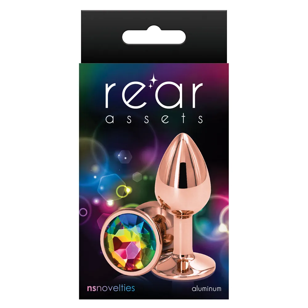 Rear Assets Rose Gold Round Gem Butt Plug - Small