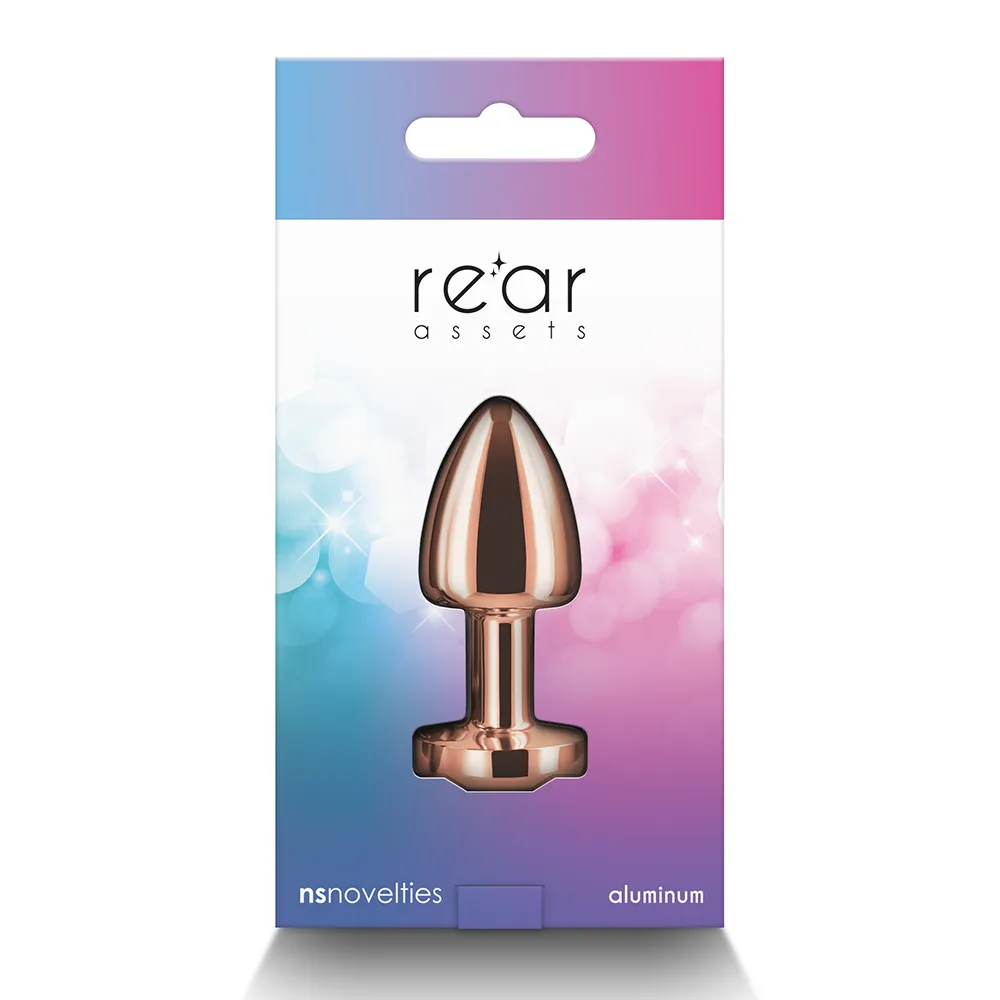 Rear Assets Rose Gold Round Gem Metal Butt Plug - Petite