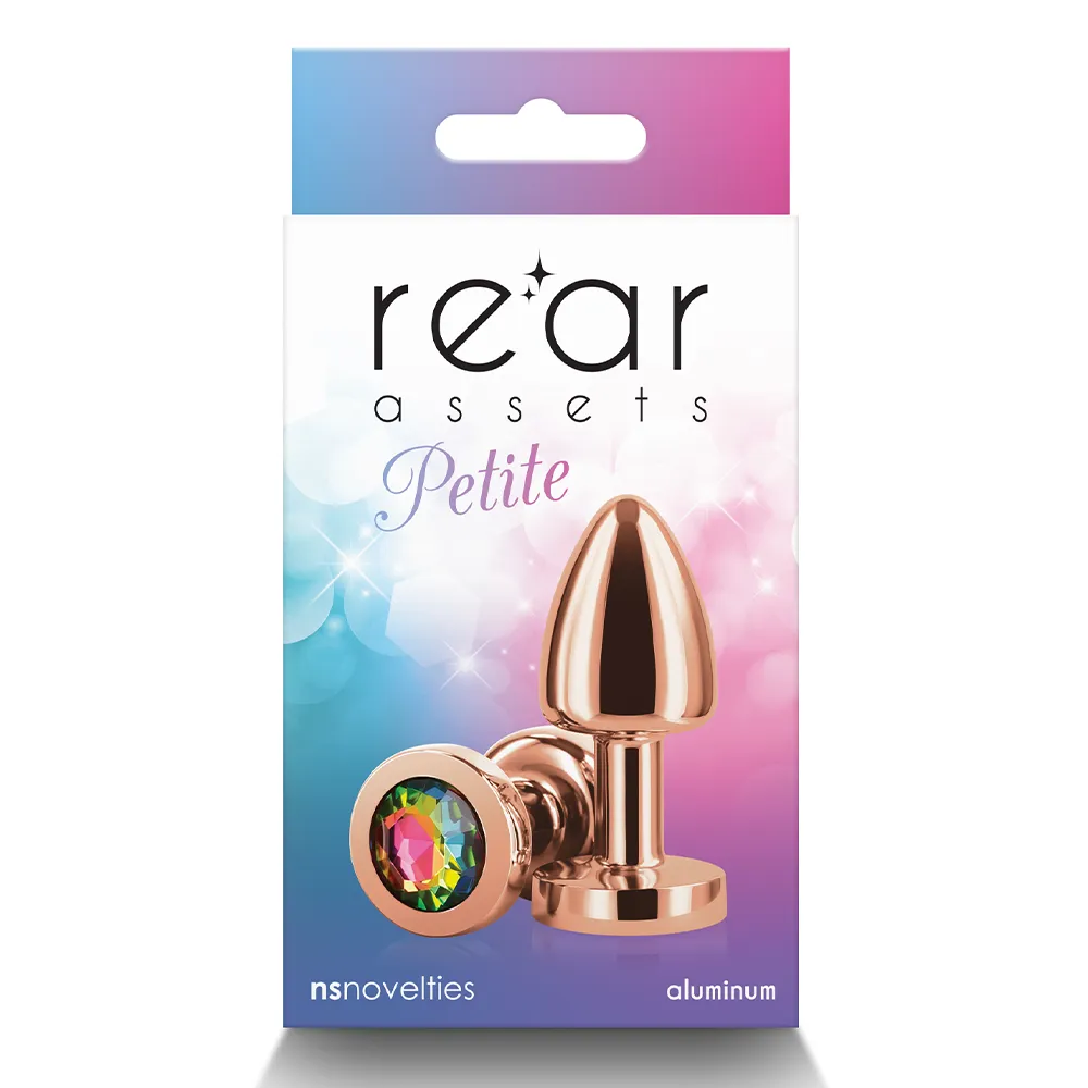 Rear Assets Rose Gold Round Gem Metal Butt Plug - Petite
