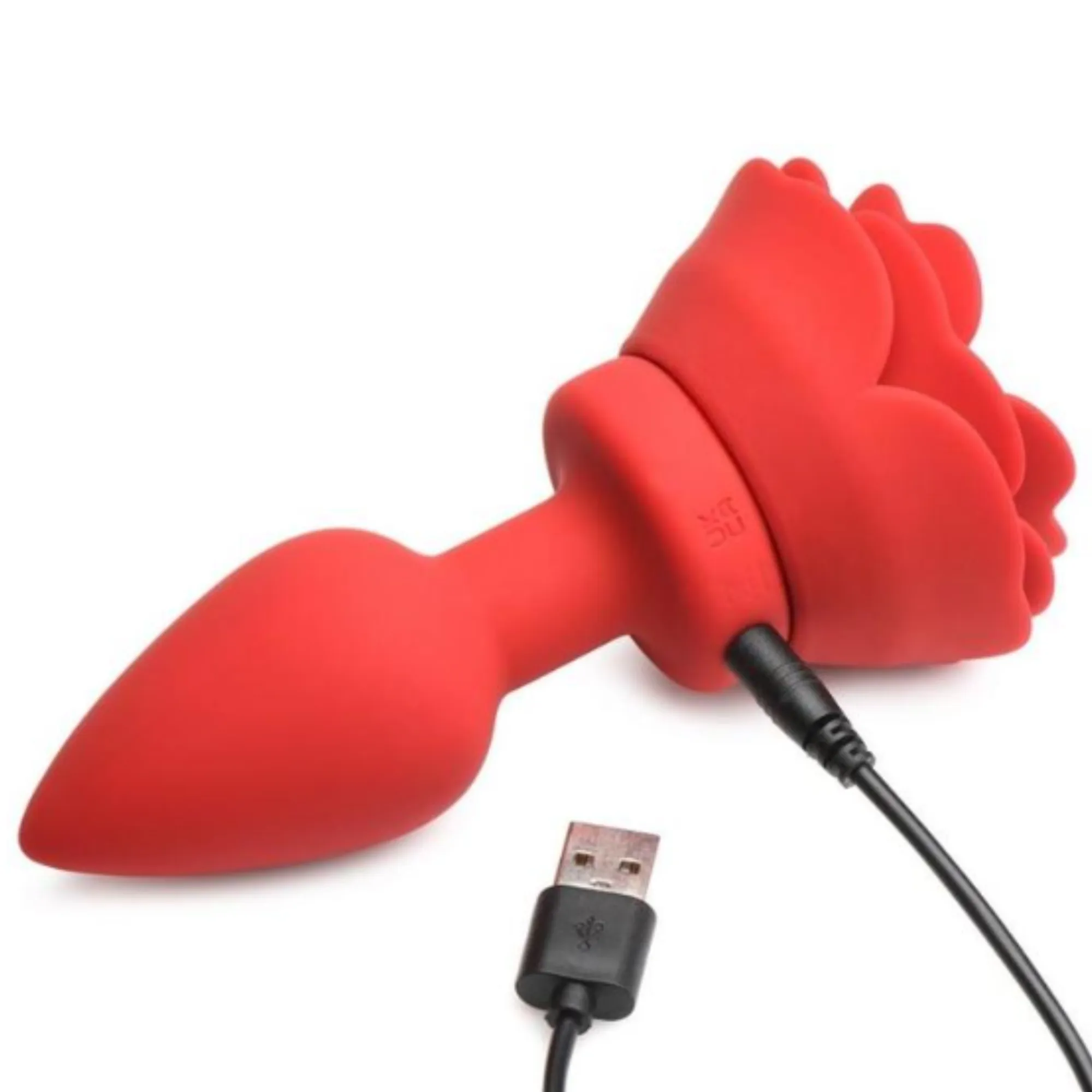 Rechargeable Silicone Vibrating Rose Anal Plug