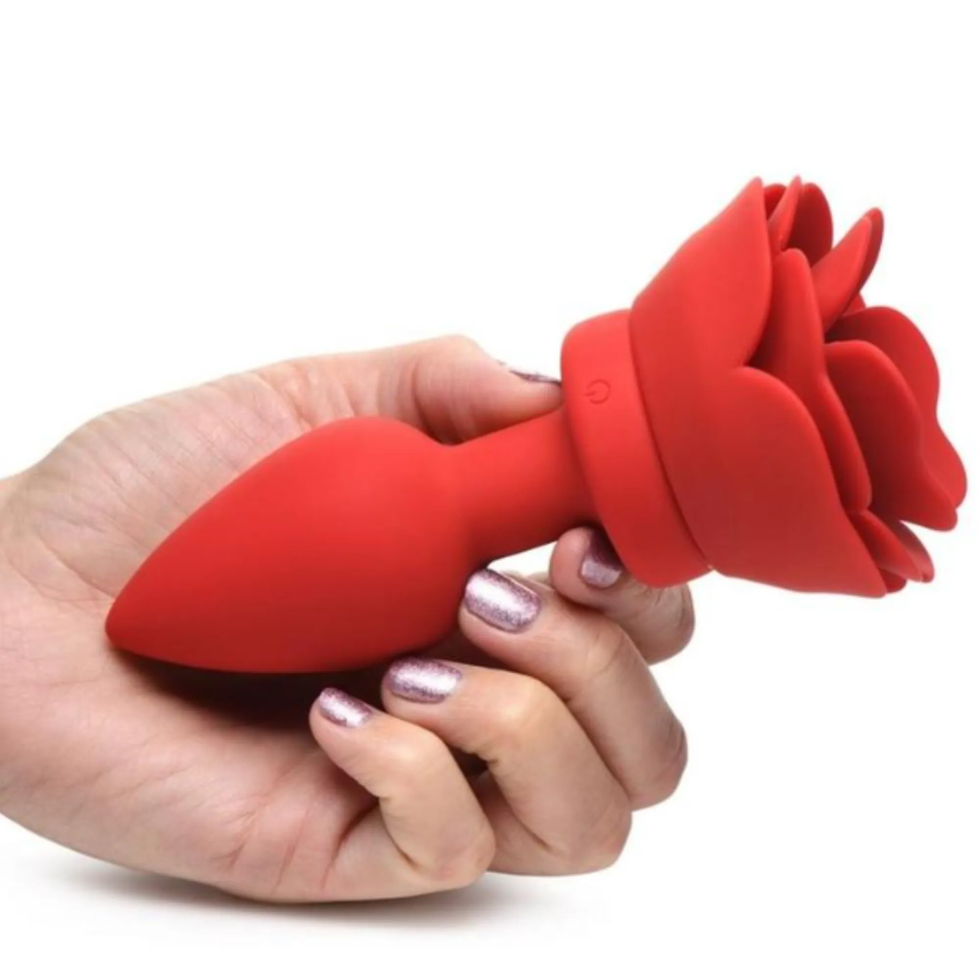 Rechargeable Silicone Vibrating Rose Anal Plug