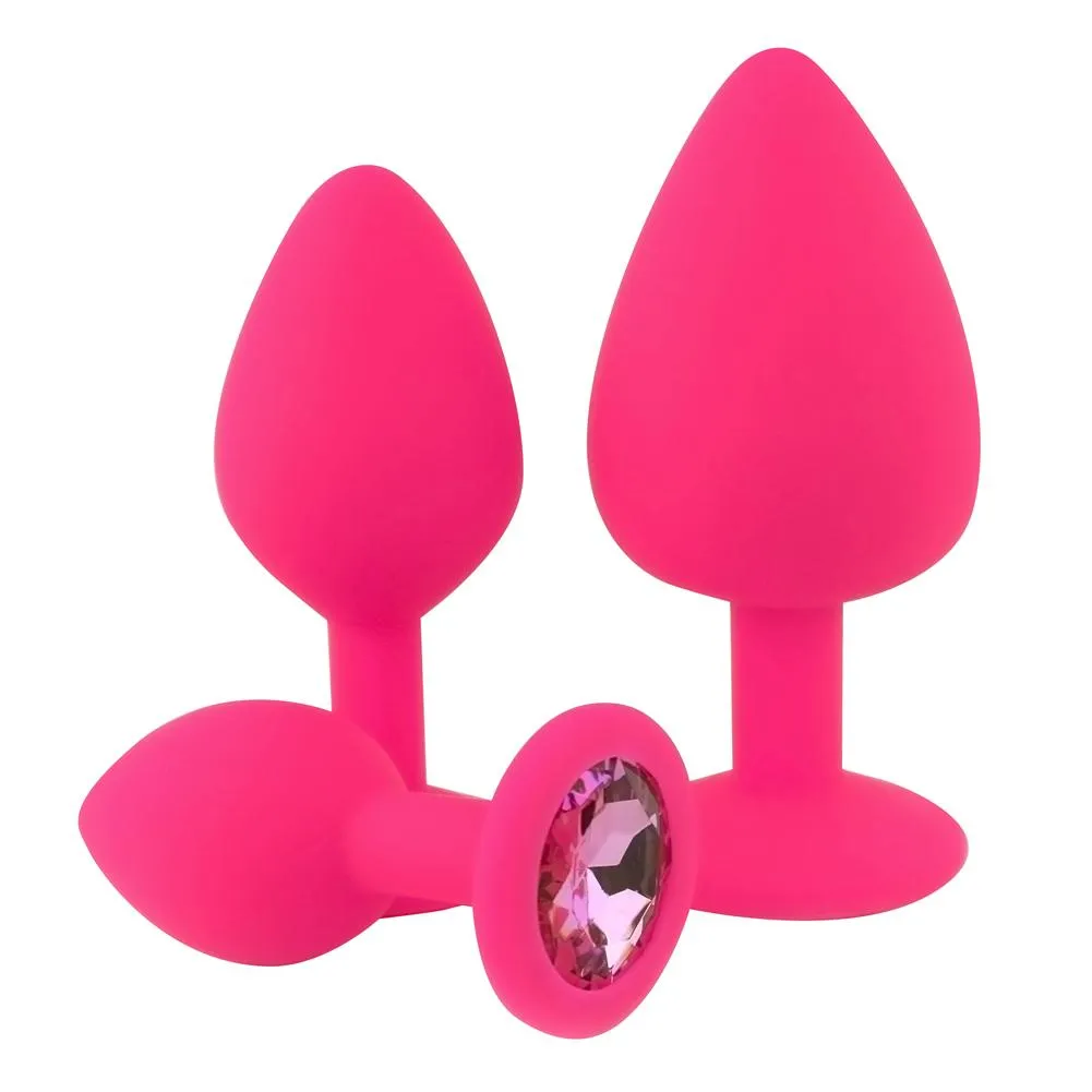 Red Silicone Jeweled Anal Plug - Available In 3 Sizes!