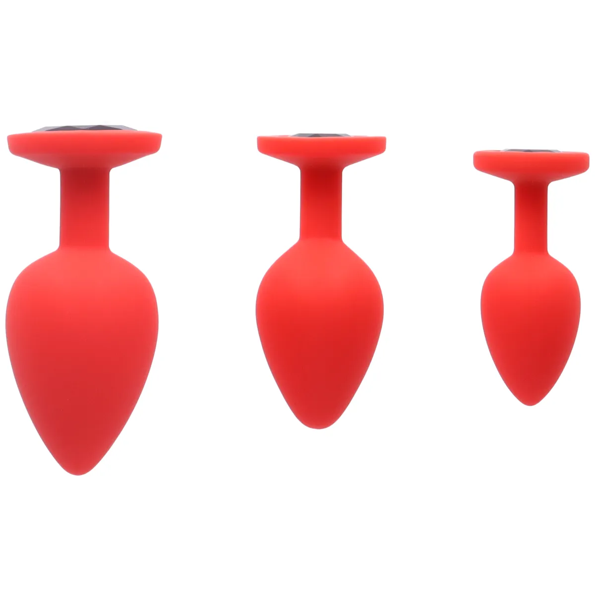 Red Silicone Jeweled Anal Plug - Available In 3 Sizes!