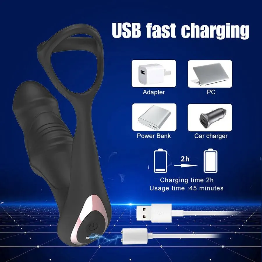 Remote Control 3-In-1 Thrusting Fingering Prostate Massager