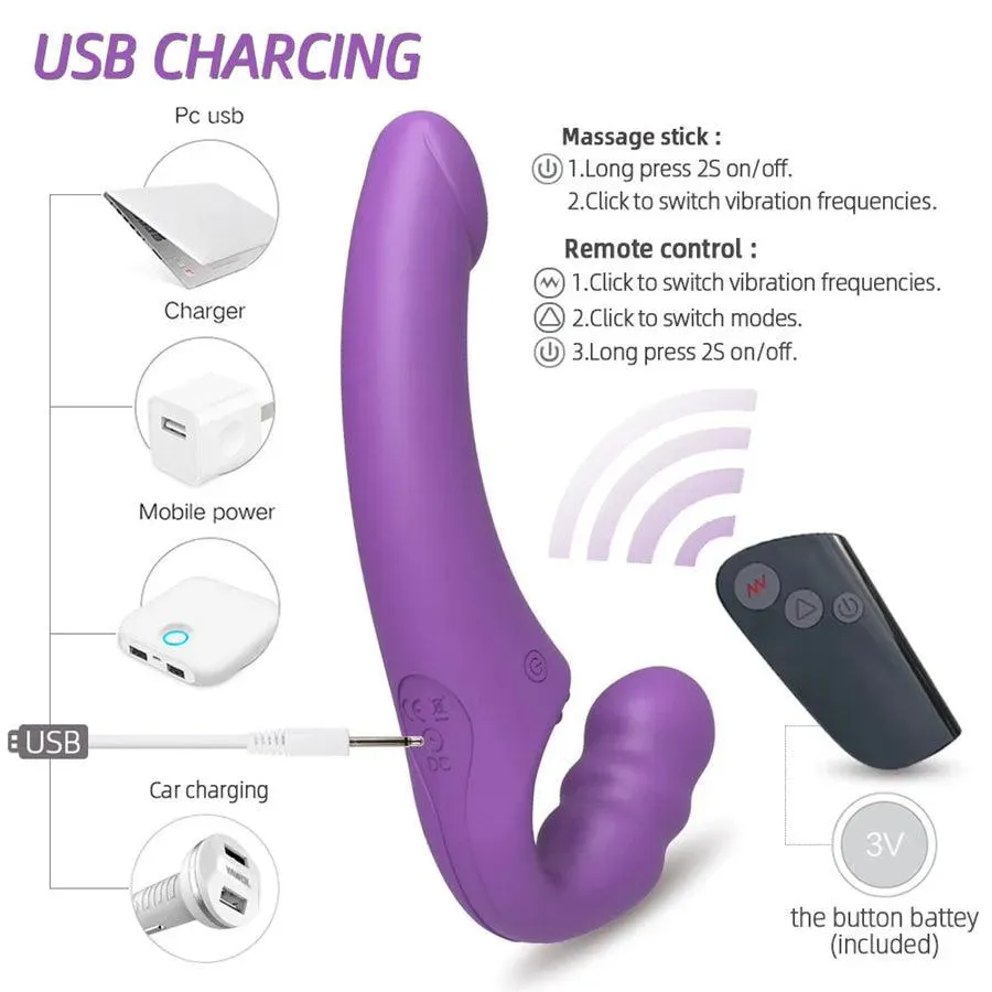 Remote Control Lesbian Harness Strap On Vibrator