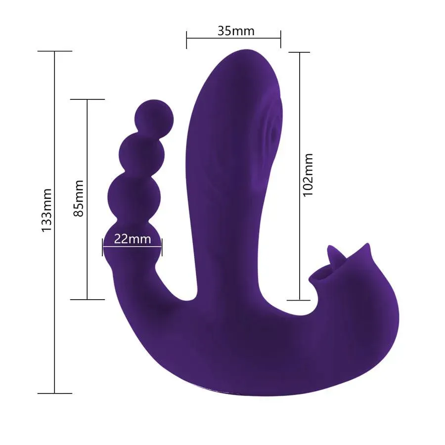 Remote Control Triple Flapping Wearable Vibrator