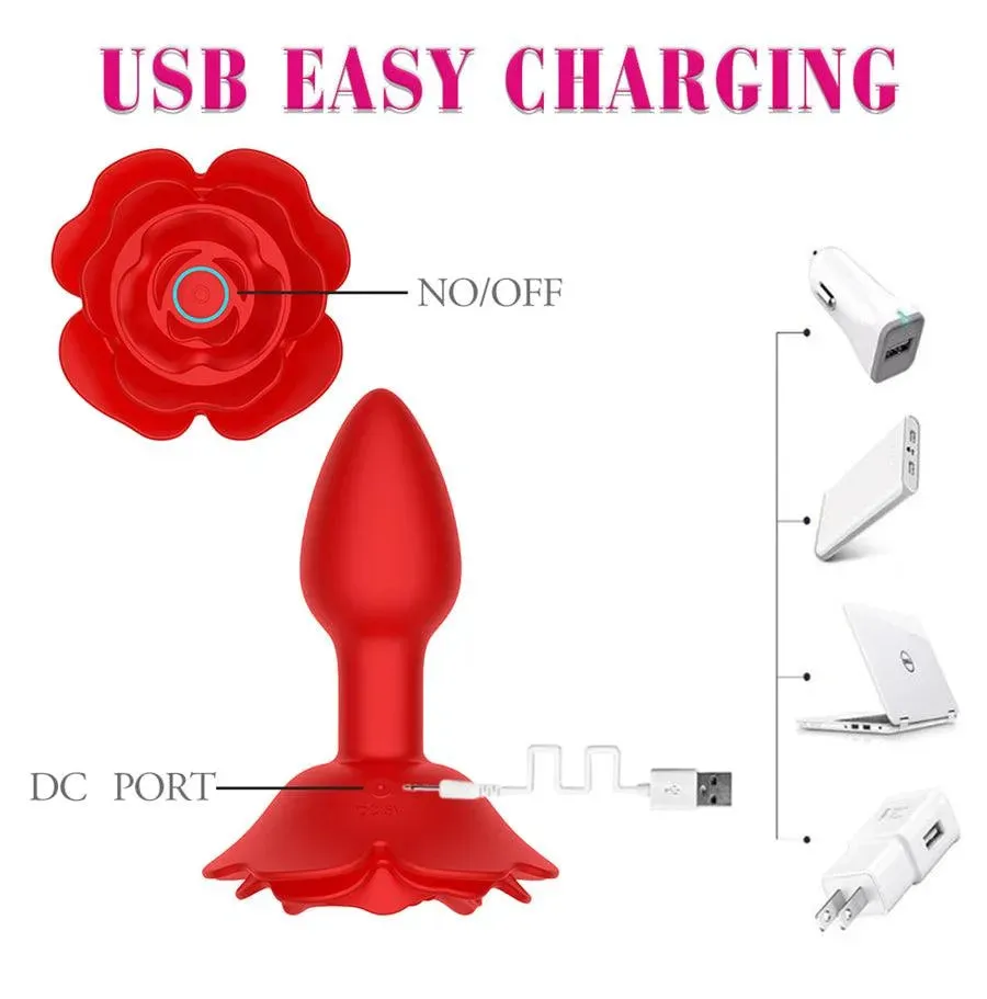 Remote Flower Vibrating Anal Butt Plug