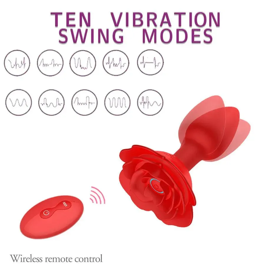 Remote Flower Vibrating Anal Butt Plug