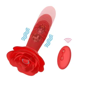 Remote Thrusting Rose Butt Plug Toy