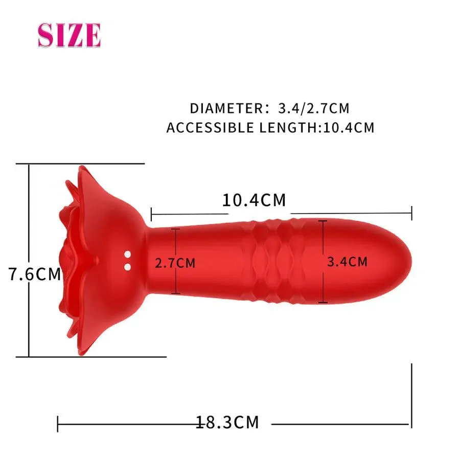 Remote Thrusting Rose Butt Plug Toy