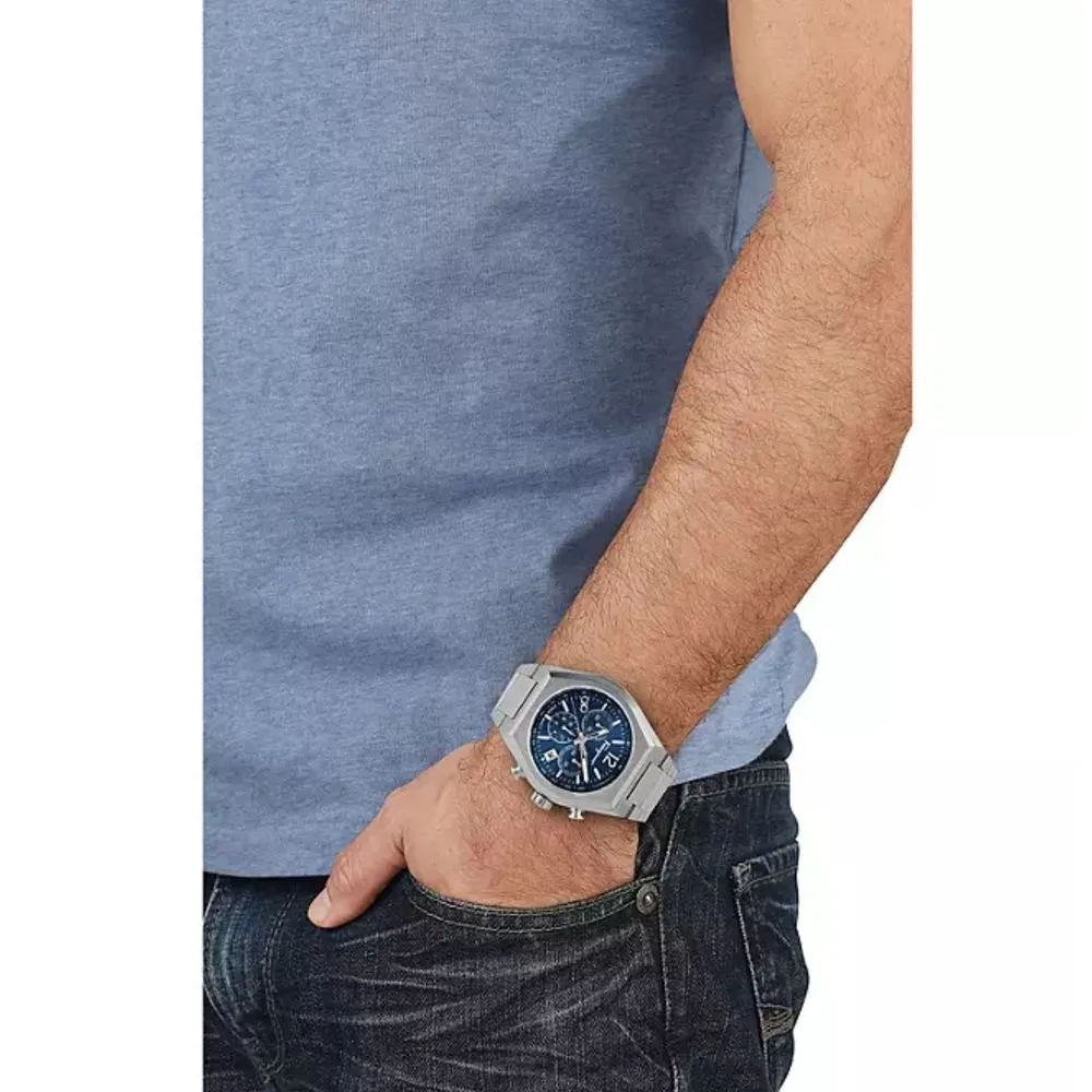 Salvatore Ferragamo SFUV00522 Men's Swiss Chronograph Tonneau Stainless Steel Bracelet Watch 42mm - Stainless Steel