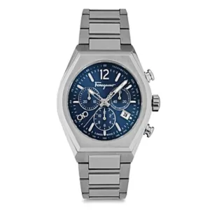 Salvatore Ferragamo SFUV00522 Men's Swiss Chronograph Tonneau Stainless Steel Bracelet Watch 42mm - Stainless Steel
