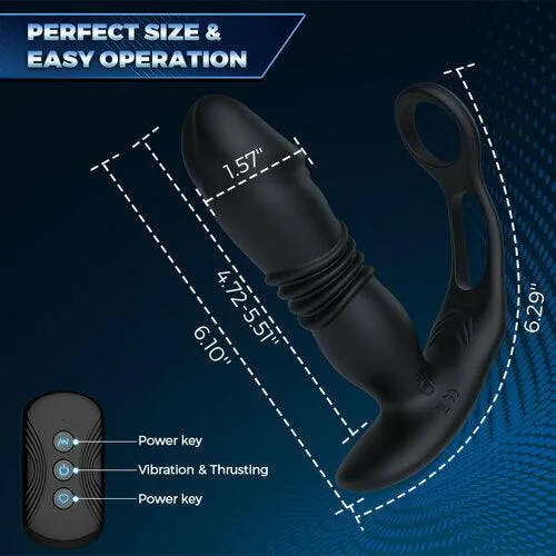 SAUL Glans 3 Thrusting & 12 Vibrating Cock Rings Prostate Massager