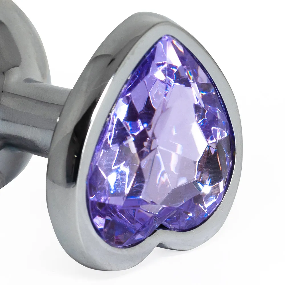 Seamless Metal Butt Plug With Heart Gem - Medium